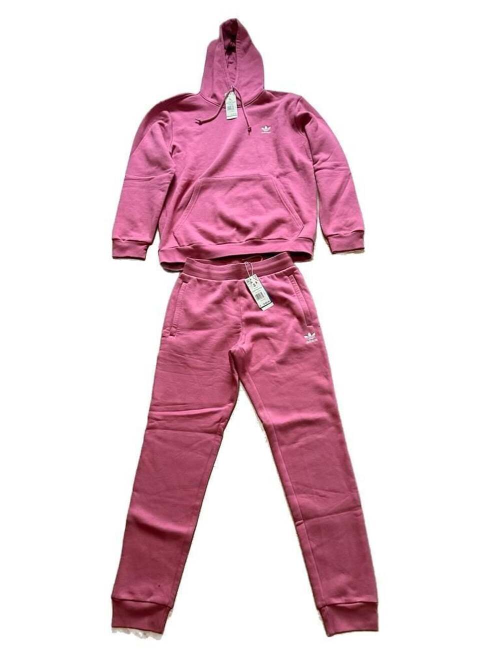 New Adidas Essentials Fleece Tracksuit Set, Mauve Pink Hoodie & Joggers, Size S